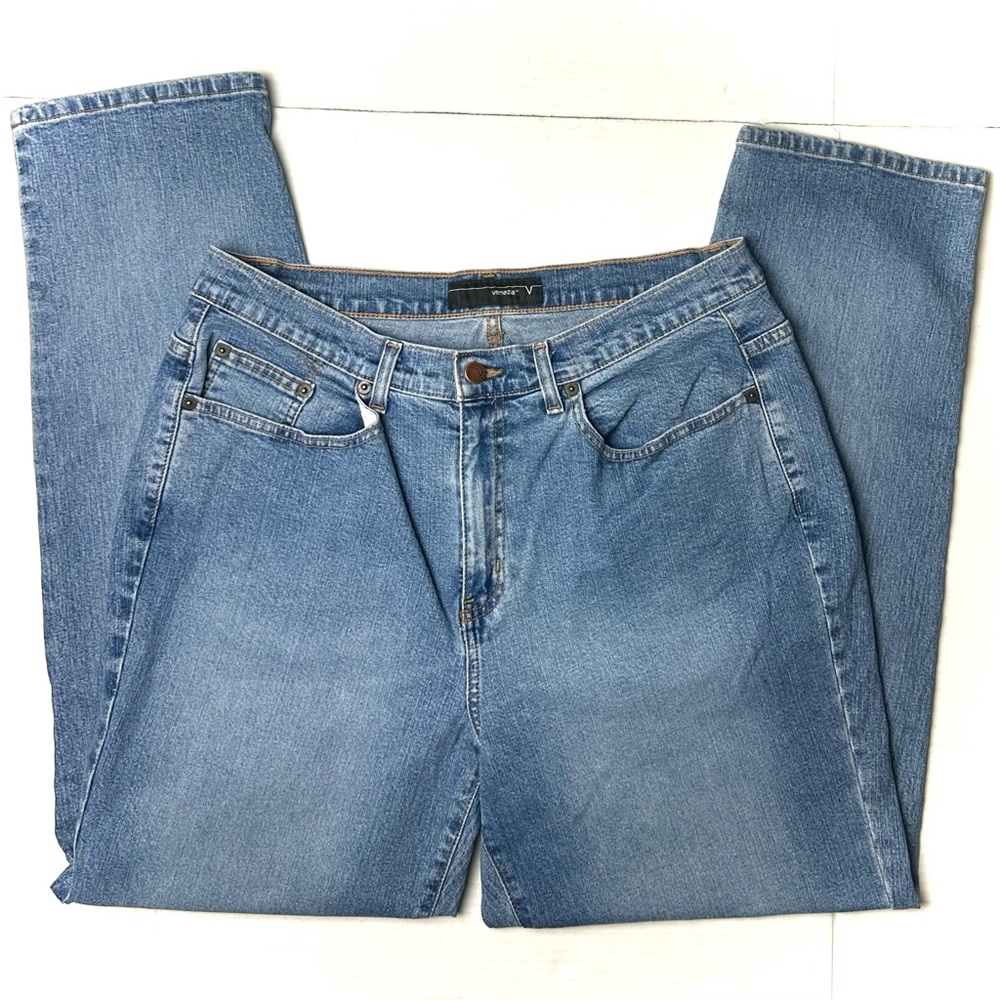 Venezia Women’s 18 Average High Rise Straight Leg Stretch Blue Denim Jeans